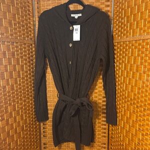 Carolyn Taylor Brown Cable Knit Sweater Coat